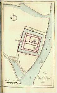 Tekening Graaf van Bijlandt met plattegrond 1381